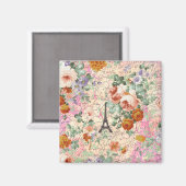 Aimant Elégant Paris Vintage Tour Eiffel Mignonnes Roses (Recto/Verso)