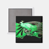 AIMANT ÉLÉGANT PEACOCK EN VERT, NOIR (Recto/Verso)