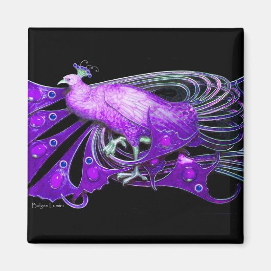 AIMANT ÉLÉGANT PEACOCK EN VIOLET VIOLET VIOLET, NOIR (Devant)