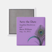 Aimant Elegant Peacock Enregistrer l'aimant Date (violet) (Recto/Verso)