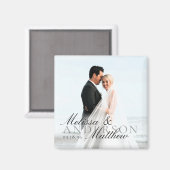 Aimant Elegant Photo Script Date Names Wedding Favor (Recto/Verso)
