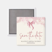 Aimant Elegant Pink Bow Save the Date Bridal Shower (Recto/Verso)