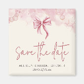 Aimant Elegant Pink Bow Save the Date Bridal Shower (Devant)