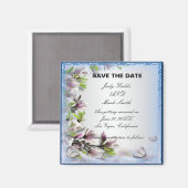 Aimant Élégant Purple Floral Et Papillon Enregistrer La D (Recto/Verso)