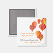 Aimant Élégant Red Paper Lanterns Mariage Enregistrer la  (Recto/Verso)