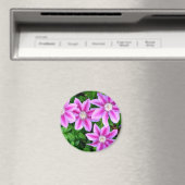 Aimant Élégant rose floral vert botanique (In Situ (Lave-vaisselle))