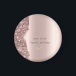 Aimant Elegant Rose Gold Glitter Gold Rings<br><div class="desc">Elegant chic glitter border and gold heart rings on a rose gold background.</div>