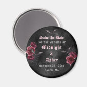 Aimant Élégant Rose gothique Enregistrer l'aimant de date (Recto/Verso)