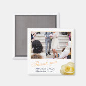 Aimant Élégant Rose jaune Floral Merci photo Mariage (Recto/Verso)