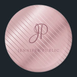 Aimant Élégant Rose Modèle or Monogramme moderne Grand<br><div class="desc">Élégant Rose Modèle Or Monogramme Moderne Grand aimant rond.</div>