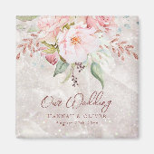 Aimant Elégant rose rose Peony Floral Marbre Mariage (Devant)