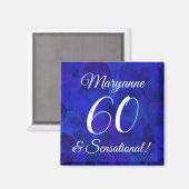 Aimant Elégant Royal Blue 60 & Sensational Birthday Party (Recto/Verso)