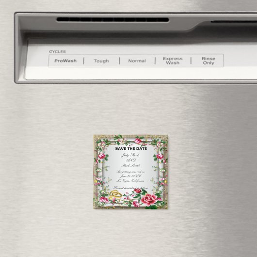 Aimant Élégant Rustique Roses Rouges Enregistrer L'Aimant (In Situ (Lave-vaisselle))