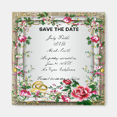 Aimant Élégant Rustique Roses Rouges Enregistrer L'Aimant (Devant)