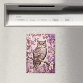 Aimant Elégant Scops Owl Purple Floral (In Situ (Lave-vaisselle))