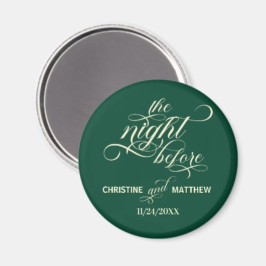 Aimant Élégant Script La Nuit Avant Mariage Turquoise Fav (Recto/Verso)