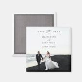 Aimant Élégant Script Moderne Photo Mariage Enregistrer L (Recto/Verso)