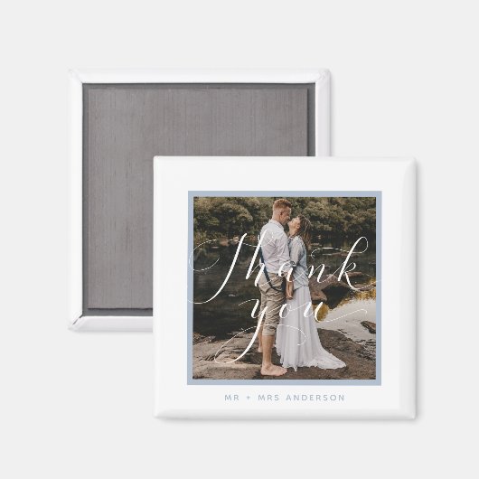 Aimant Élégant Script photo mariageMerci (Recto/Verso)