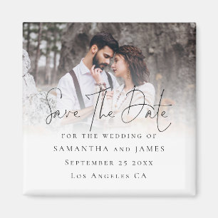 Aimant Élégant Script Photo Overlay Mariage Enregistrer L