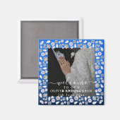 Aimant Elégant Silver Blue Heart Diamond Parties scintill (Recto/Verso)