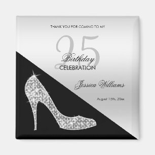 Aimant Elegant Stiletto à Paillettes, Argent et Noir Anni