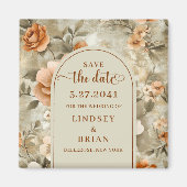 Aimant Élégant Terracotta Ivoire Sauge Fleurs Save the Da (Devant)