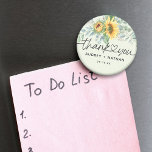 Aimant Élégant Tournesol Eucalyptus Mariage Remerciements<br><div class="desc">Élégant et chic aimant floral à l'aquarelle tournesol et eucalyptus avec remerciements avec cœur reliant et nom et date. Idée parfaite pour les cadeaux de mariage ou les cadeaux pour les invités pour toutes occasions.</div>