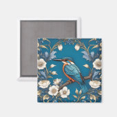 Aimant Élégant turquoise Kingfisher Bird Floral (Recto/Verso)