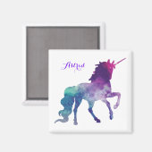 Aimant Elégante aquarelle Bleu violet Unicorne moderne (Recto/Verso)
