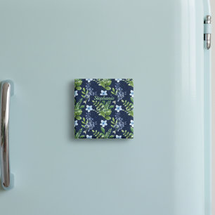 Aimant Elégante aquarelle Bleue Botanique Motif Floral