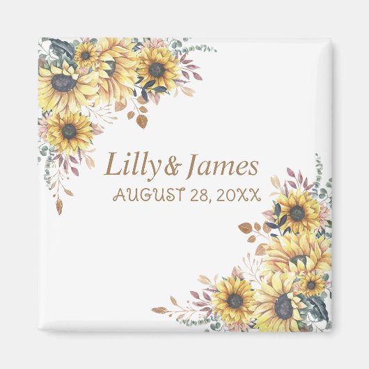 Aimant Elégante Aquarelle Jaune Sunflower Sunny (Devant)