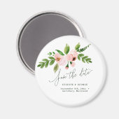 Aimant élégante aquarelle rose pivoine enregistrer la dat (Recto/Verso)
