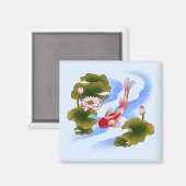 Aimant Élégante carpe de koi dans un étang de lotus (Recto/Verso)