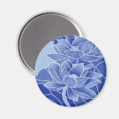 Aimant Élégante Chinoiserie Chic Blue Lotus Mandala (Recto/Verso)