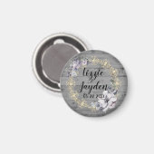 Aimant Élégante couronne florale Mariage rustique (Recto/Verso)