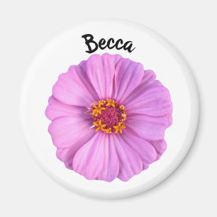 Aimant Élégante Fleur rose Zinnia personnalisée