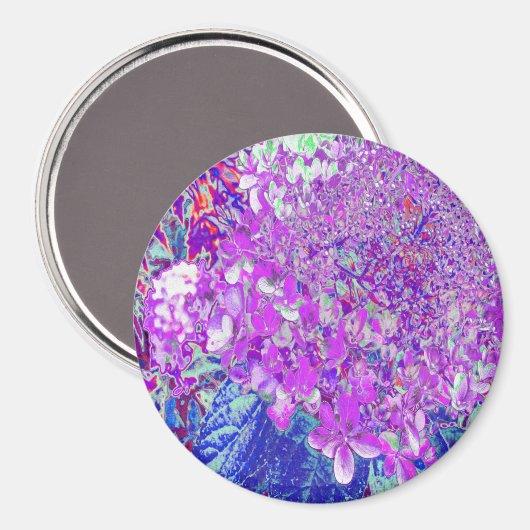 Aimant Élégante Hydrangée violette et bleu limelight (Recto/Verso)