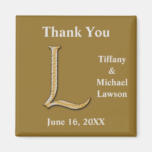 Aimant Élégante lettre d'or d'argent de mariage L Monogra (Devant)