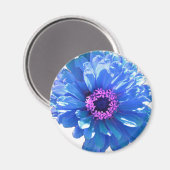 Aimant Elégante marguerite bleue florale (Recto/Verso)