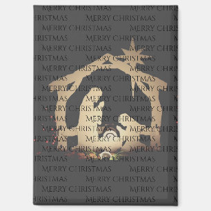Aimant Élégante Nativité Argent Noir Joyeux Noël