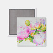 Aimant Elégante peinture d'aquarelle blanche rose (Recto/Verso)