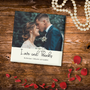 Aimant Élégante photo de mariage 'Amour et Remerciements'