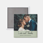 Aimant Élégante Photo de Mariage Vert Sauge Amour et Reme (Recto/Verso)