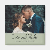Aimant Élégante Photo de Mariage Vert Sauge Amour et Reme (Devant)