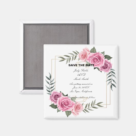 Aimant Élégante Rose Géométrique Enregistrer L'Aimant Dat (Recto/Verso)