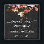 Aimant Elégante Rustique Automne Fleurs Mariage Enregistr<br><div class="desc">Elégant Rustique Fleurs D'Automne Mariage Enregistrer La Date Carré Magnet. Le design artistique de l'aimant présente une élégante image stylisée de fleurs d'automne rustiques. Le bouquet de fleurs d'automne est présenté à l'envers et posé sur un subtil arrière - plan de fleurs noires texturées avec des touches de couleur. Idéal...</div>