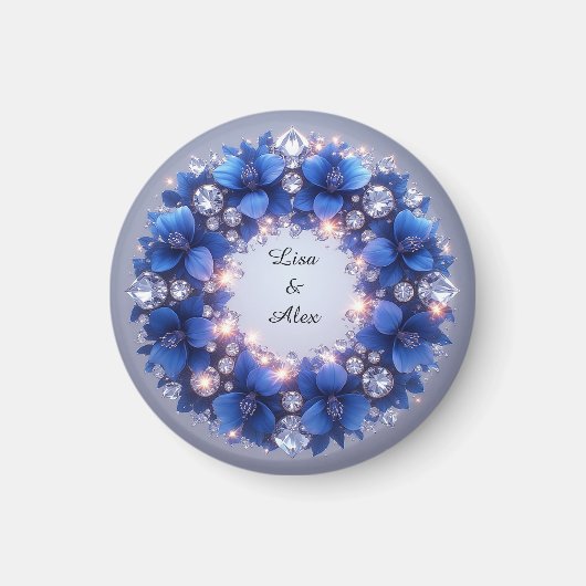 Aimant Élégante Serre De Terre Décorée De Fleurs Bleues (Devant)