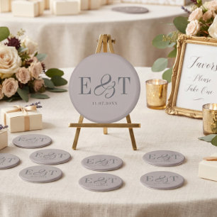 Aimant Élégantes Initiales Taupe de Mariage de Couple