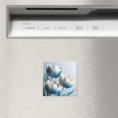 Aimant Élégantes tulipes bleues et blanches (In Situ (Lave-vaisselle))