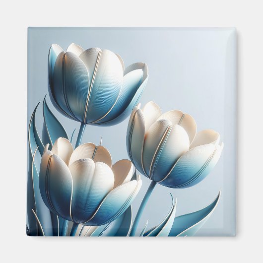 Aimant Élégantes tulipes bleues et blanches (Devant)